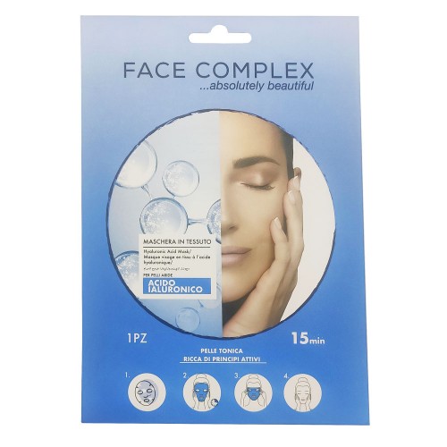 2 Pack Face Complex Maschera In Tessuto Pelle Tonica All'acido Jaluronico Agisce In 15min